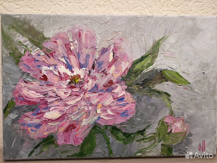 Розовый пион 30x20