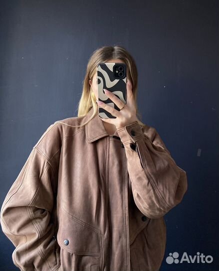 Винтажный бомбер из кожи