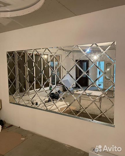 Зеркало стекло ромбик панно