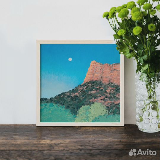 Крымский пейзаж картина маслом на холсте 30х30 см