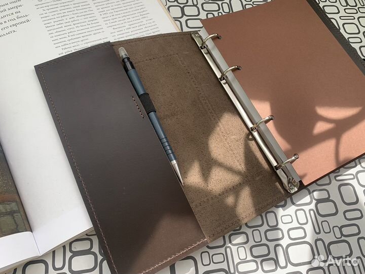 Кожаный блокнот А5 на кольцах