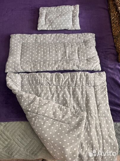 Одеяло, подушка и матрасик в каляску