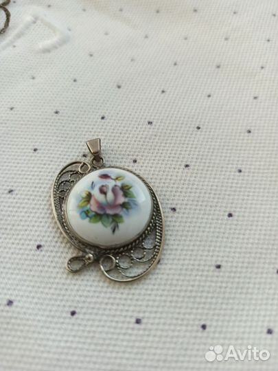 Кулон, подвеска. Финифть. СССР. Винтаж