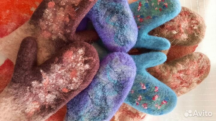 Варежки валяные (из шерсти)