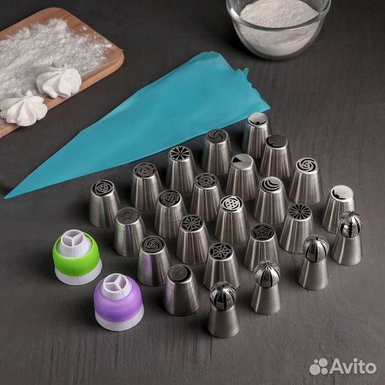 Набор кондитерский, 27 предметов в кейсе: 24 насад