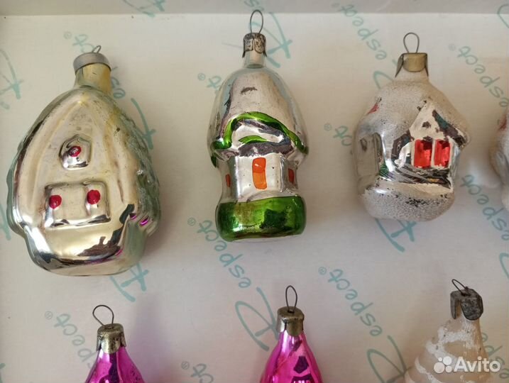 Елочные игрушки Домики СССР. Стекло