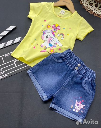 Летний костюм для девочки футболка и шорты