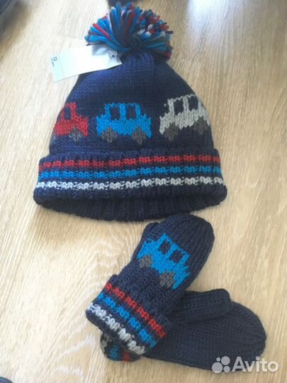 Новый компл Шапка+ варежки флис Англия на 2г. 86р