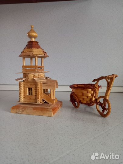 Сувениры плетеные (Храм, велосипед-тележка)