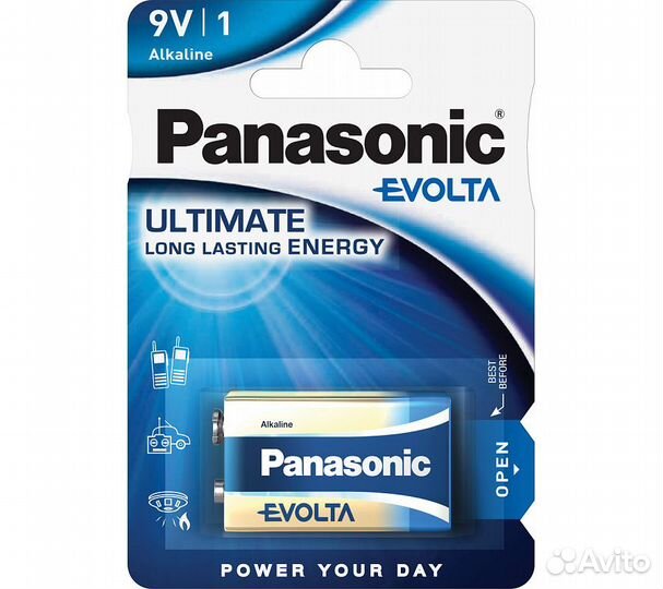 Батарейки Panasonic 6LR61EGE/1BP 9V щелочные Evolt