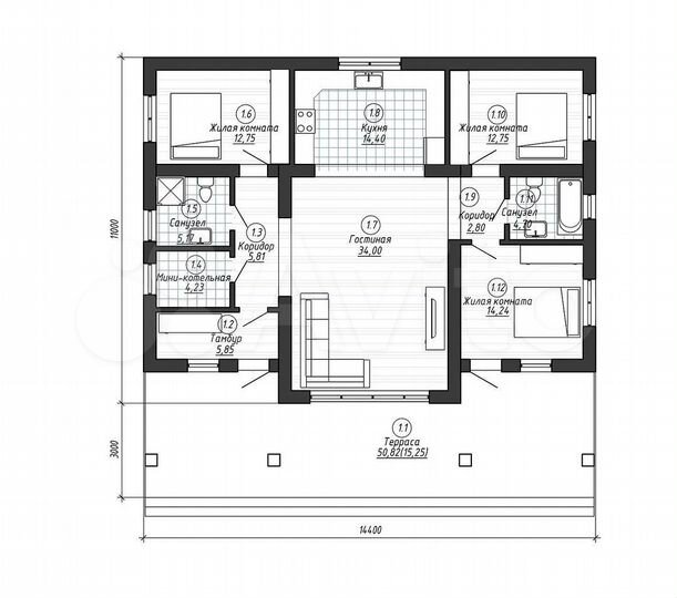 Дом 139 м² на участке 5 сот.