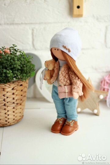 Интерьерная кукла ручной работы В джинсиках