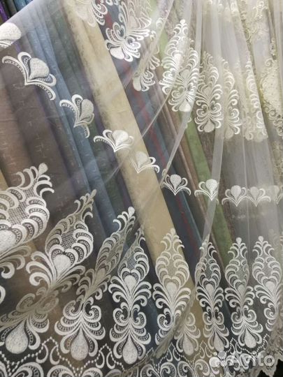 Тюль готовый с вышивкой
