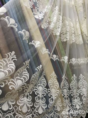 Тюль готовый с вышивкой