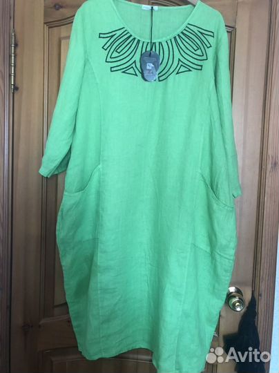 Летнее новое платье лен 50-52 италия