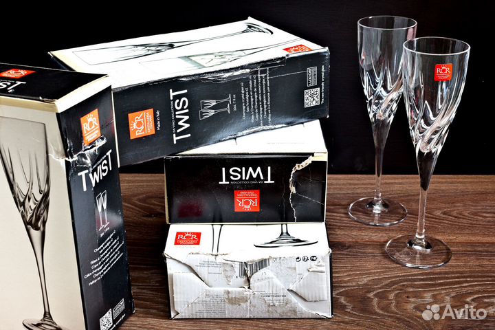 Фужеры высокие для шампанского twist Италия