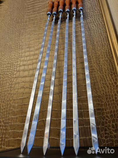 Комплект шампуров, нерж сталь, деревянная ручка