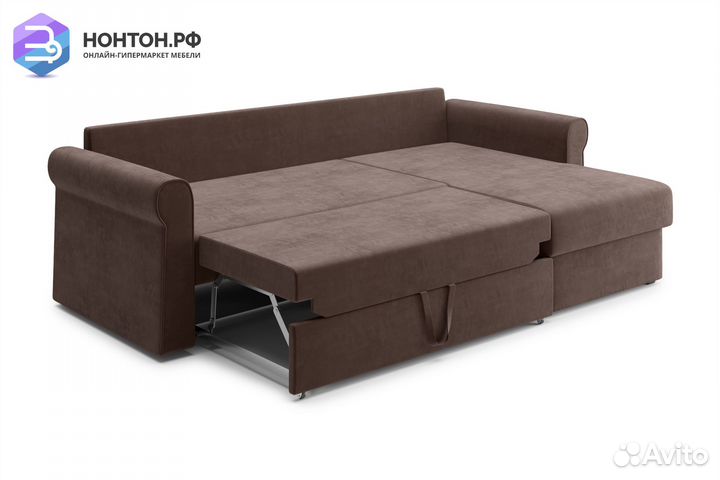 Диван угловой дельфин Лира коричневый