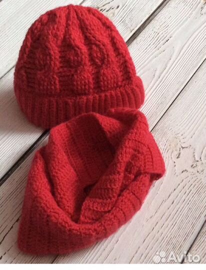 Комплект шапка и снуд вязанные новый