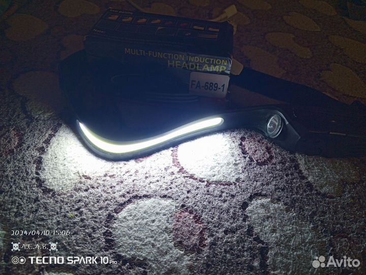 Налобный LED +COB фонарик Fa-689-1