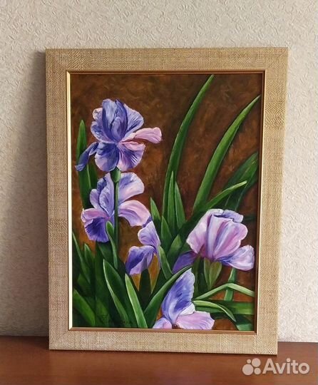 Картина маслом на холсте Ирисы