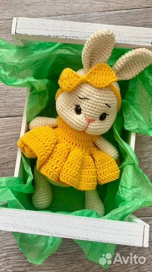 Заяц зайка вязаная игрушка ручная работа