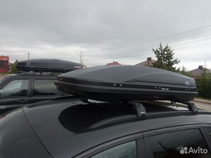 Автобокс на крышу Магнум 390 черный карбон