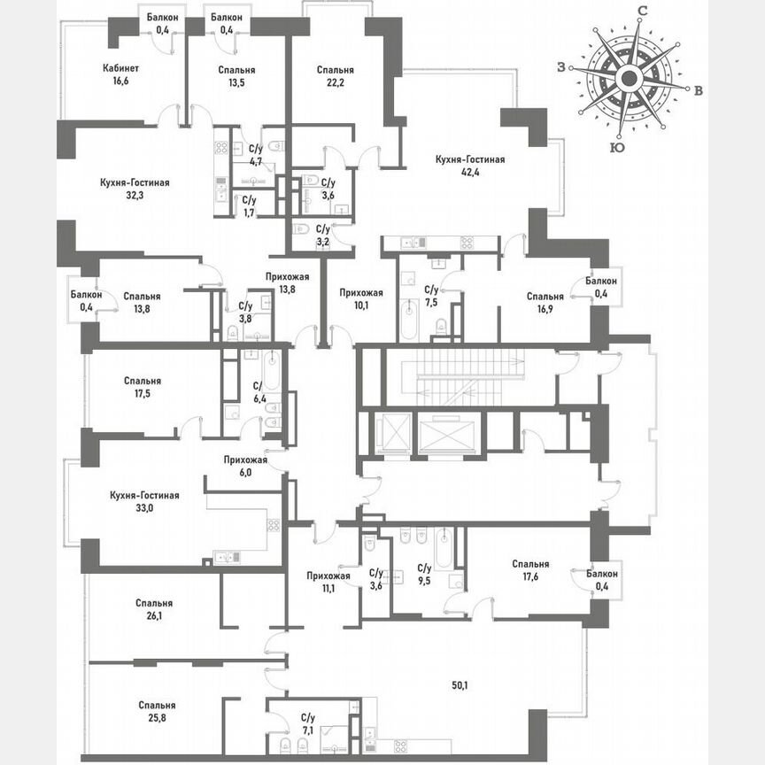 3-к. квартира, 101,4 м², 14/15 эт.