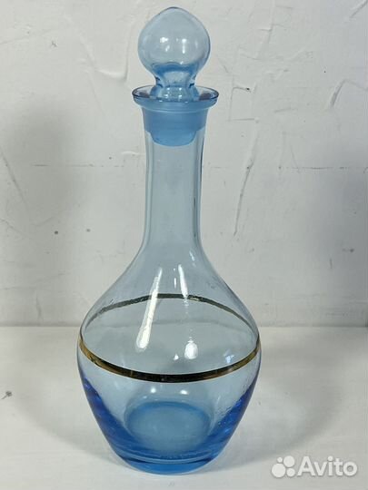 Графин и рюмки ликерные, голубое стекло, СССР