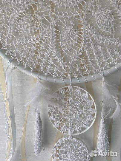 Ловец снов, декор на стену, панно вязаное