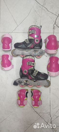 Роликовые коньки детские раздвижные с защитой