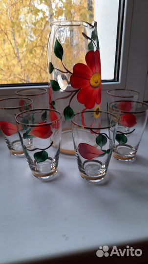 Графин с 6 стаканами для воды компота