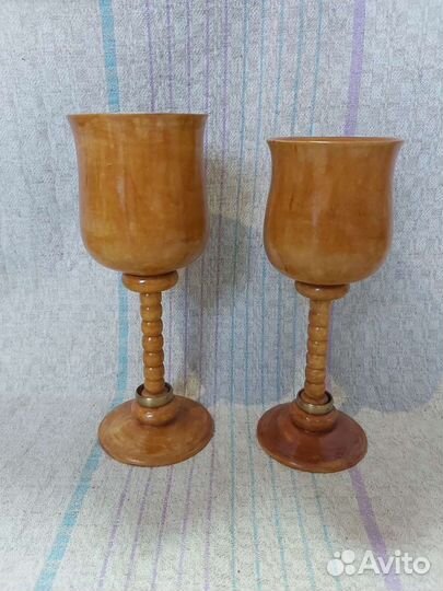 Деревянные бокалы СССР с кольцами