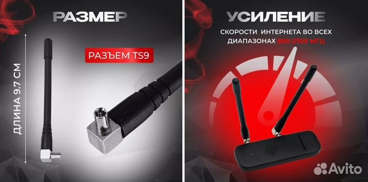 Антенна для 3G/4G модема с разъемом TS9