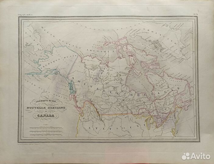 Антикварная карта Канады Аляски США 1849