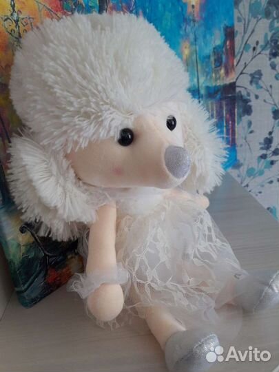 Собачка белая - мягкая игрушка, подарок