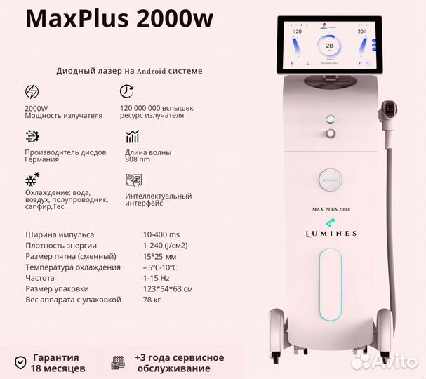 Диодный лазер для эпиляции Лю'Минес Max Plus 2000W