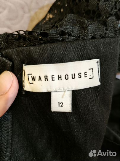 Черное кружевное платье Zara 44, Warehouse 46