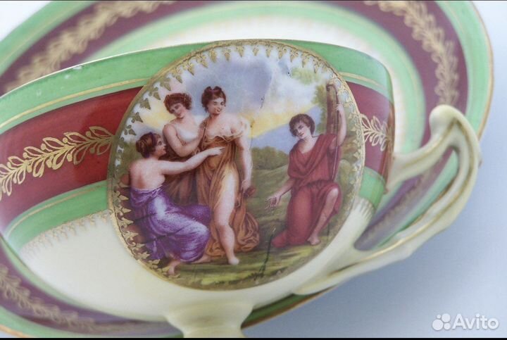 Антикварная кофейная пара 19 век Австрия