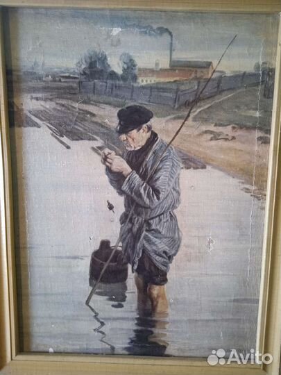 Старинная картина холст маслом