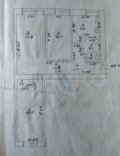 3-к. квартира, 58,4 м², 1/3 эт.