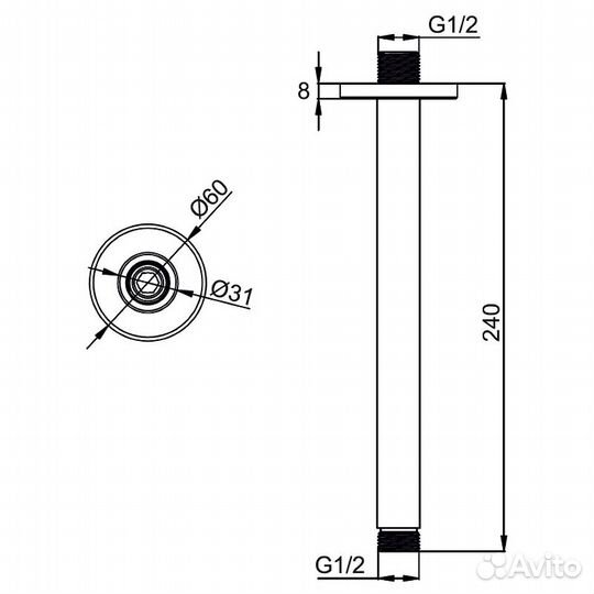 Кронштейн для верхнего душа Whitecross Y chrome Y1321CR Хром