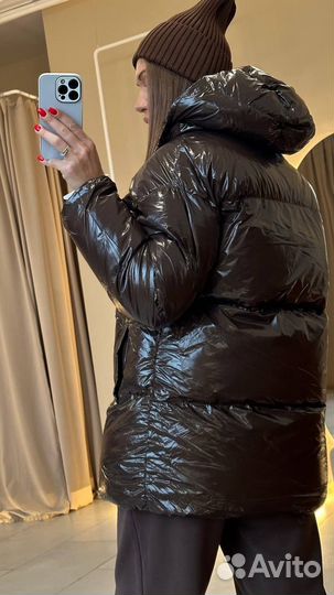 Лакированный пуховик,куртка женская