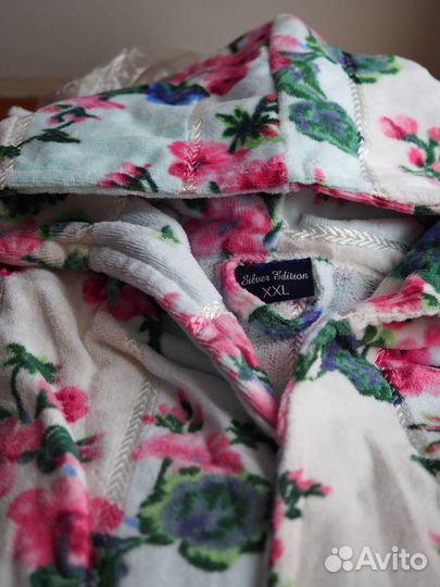 Халат махровый с капюшоном женский хлопок Турция