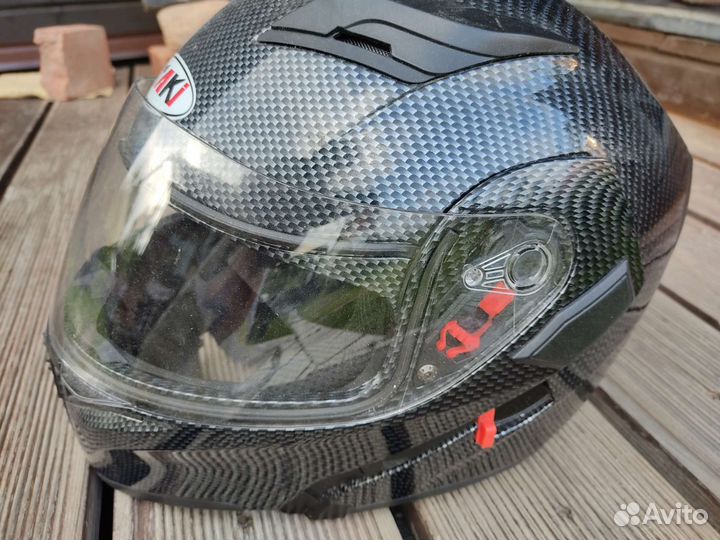 Шлем ataki FF902 Carbon черно-серый с гарнитурой