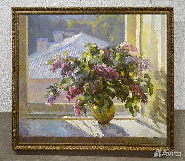 Картина маслом на холсте цветы сирени