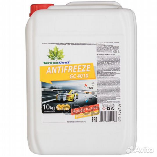 Greencool gс4010 10KG антифриз 752187 желтый