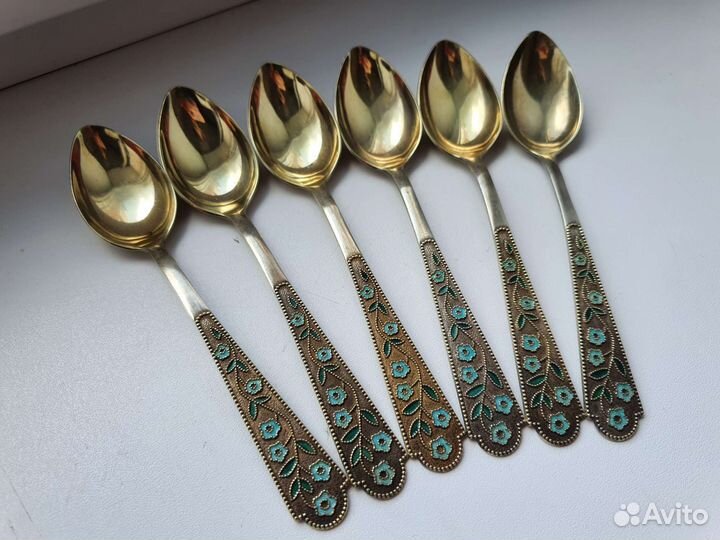 Ложки серебро эмаль СССР