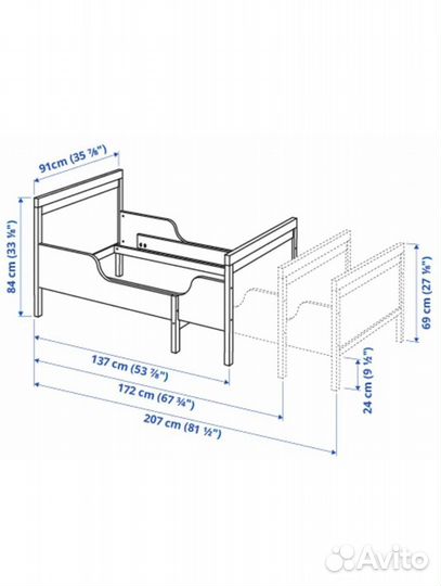 Растущая кровать IKEA sundvik