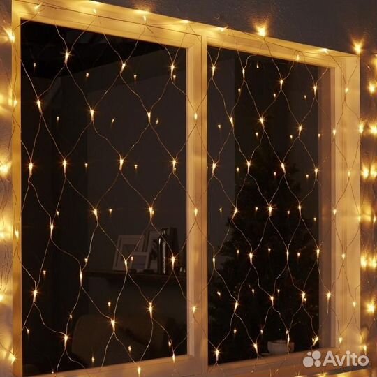 Гирлянда штора, занавес, сетка на окно